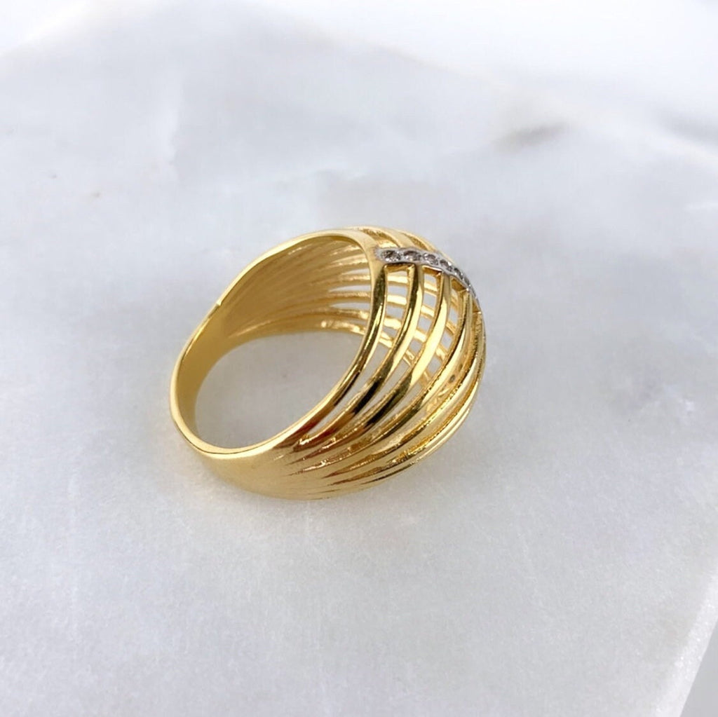 18k Gold Filled Two Tone with Micro CZ Dome Ring