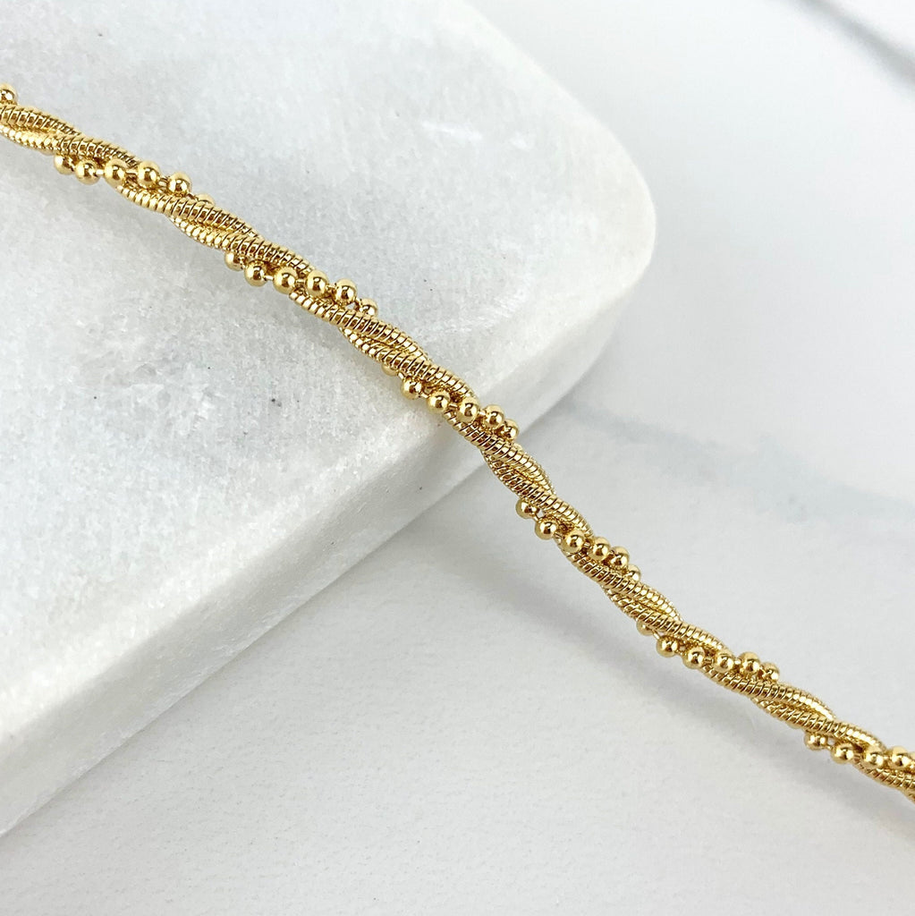 18k Gold Filled Twisting Tiny Beads Bracelet