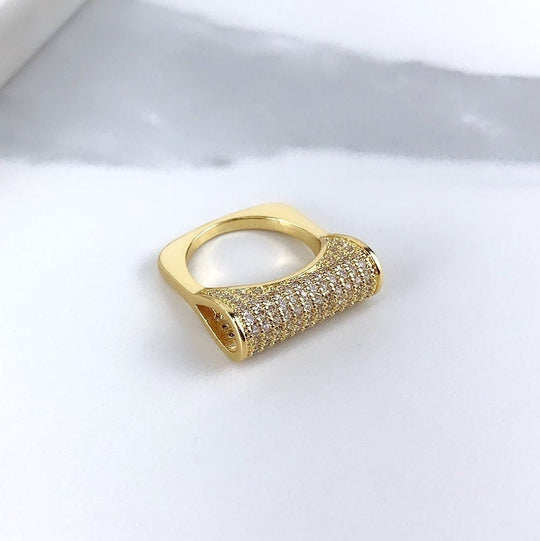 18k Gold Filled Folded Clear Micro Cubic Zirconia Ring
