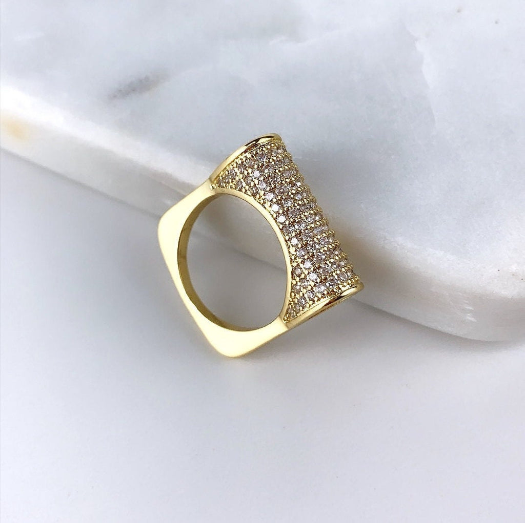 18k Gold Filled Folded Clear Micro Cubic Zirconia Ring