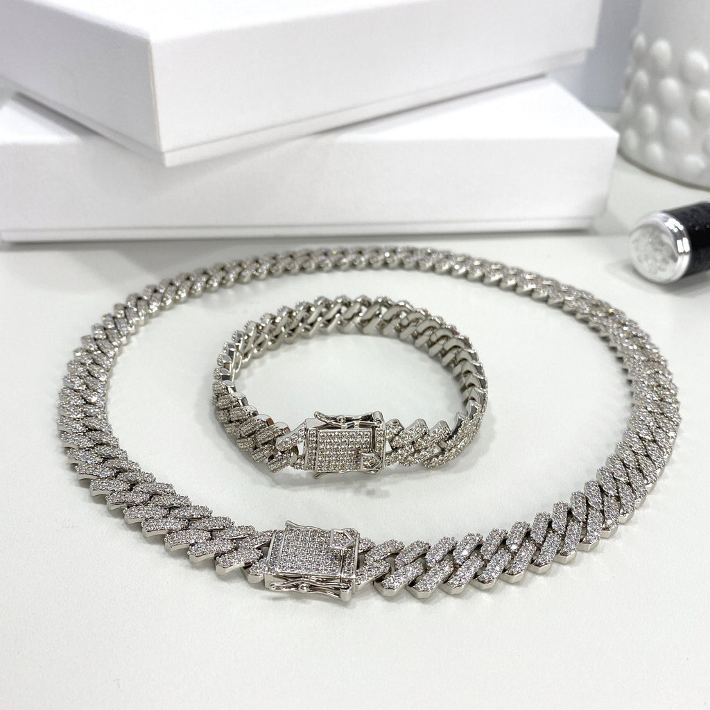 Silver Filled Iced CUBAN LINK Chain or Bracelet