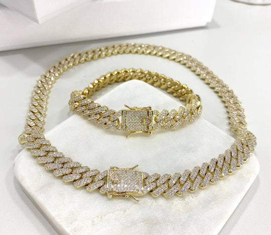 14k Gold Filled Iced Cuban Chain or Bracelet