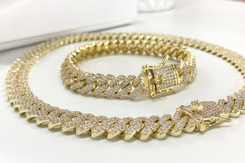 14k Gold Filled Iced Cuban Chain or Bracelet