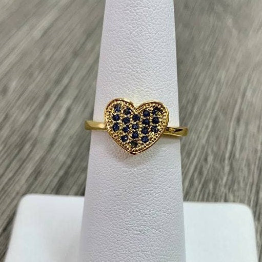 18k Gold Filled Colored Micro Cubic Zirconia Heart Design Ring