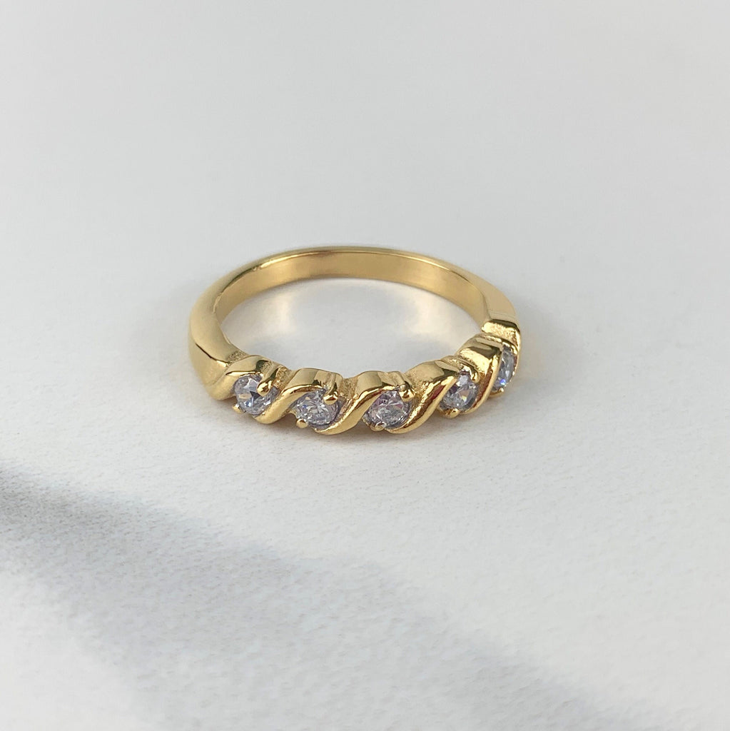 18k Gold Plated or Silver Plated Cubic Zirconia Weeding Band Ring