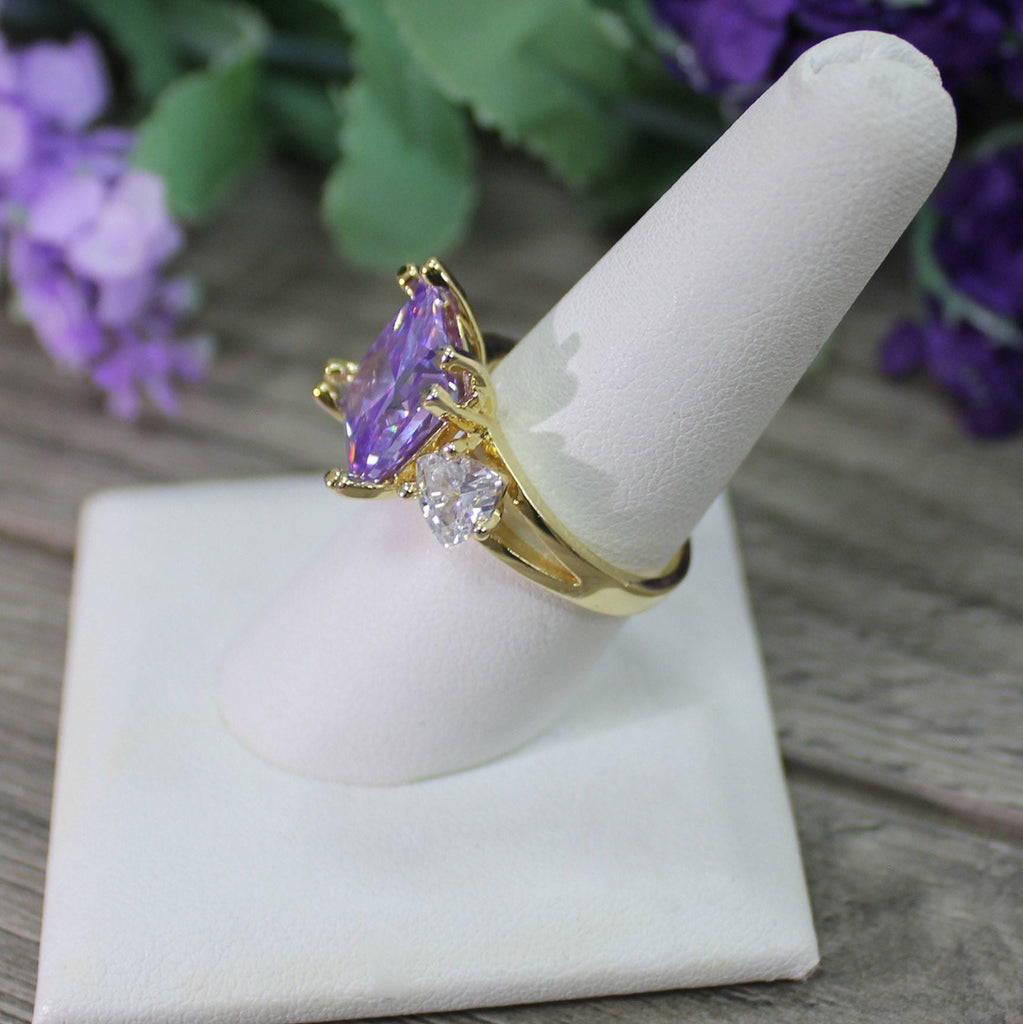 18k Gold Filled Colored Three Stones Ring