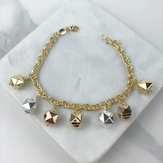 18k Gold Filled Three Tone Spiked Bracelet