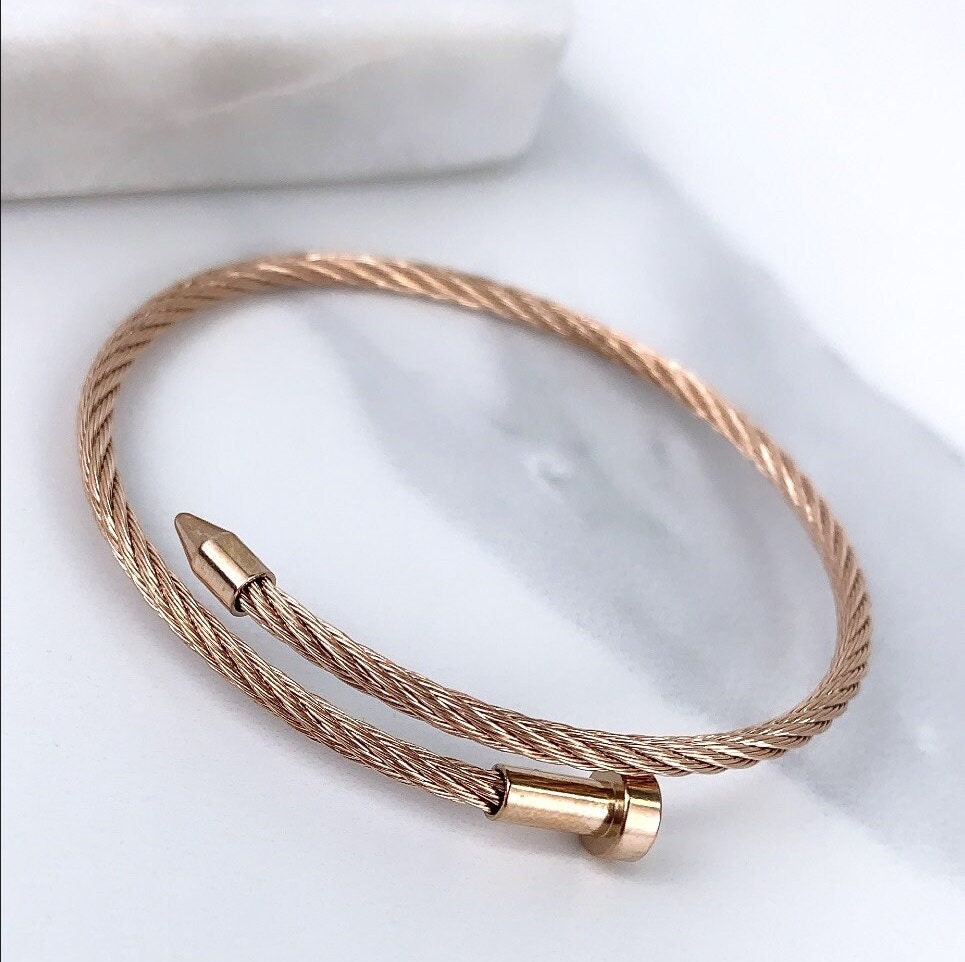 Rose Gold Filled Twisted Cable Bangle  Bracelet