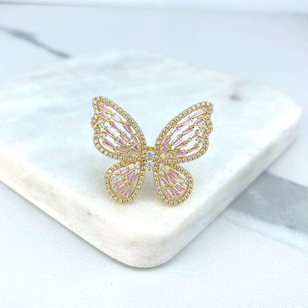 18k Gold Filled Micro Cubic Zirconia Butterfly Design Adjustable Ring