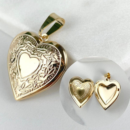 18k Gold Filled Heart Locket for Photo Pendant
