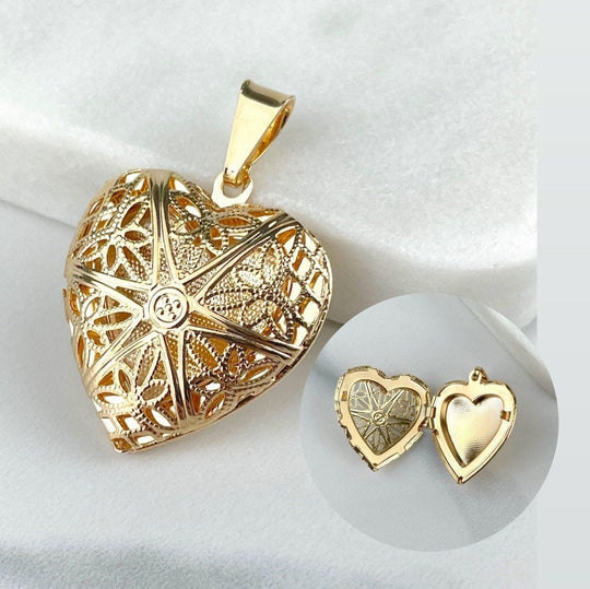 18k Gold Filled Heart Locket for Photo Pendant