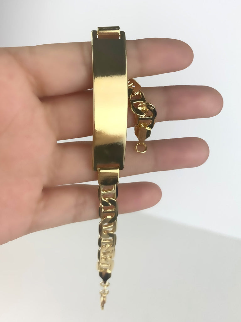 18k Gold Filled Anchor Mariner Link ID Bracelet
