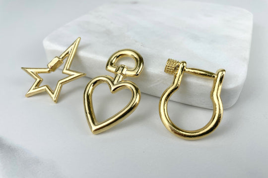 18k Gold Filled Heart Star or Shackle Charms
