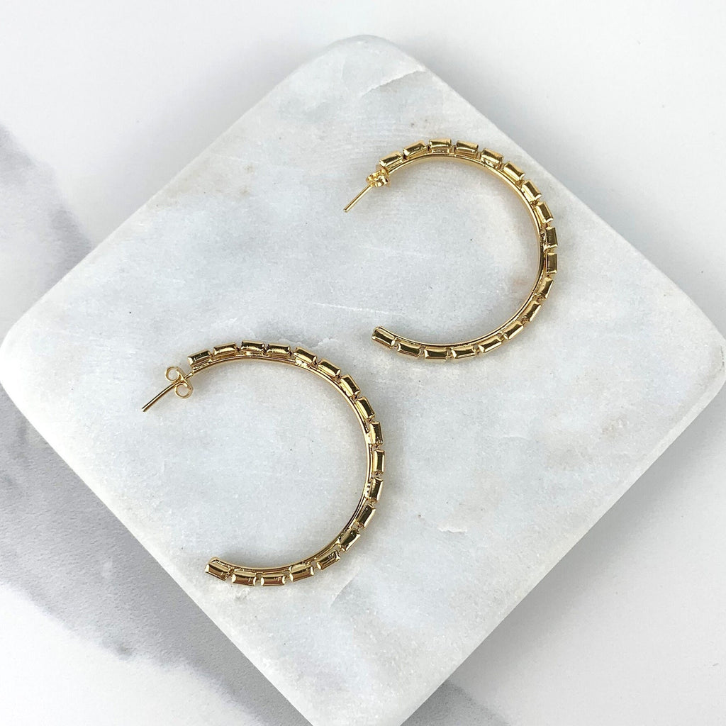 18k Gold Filled 3mm Square Design C-Hoop Earrings