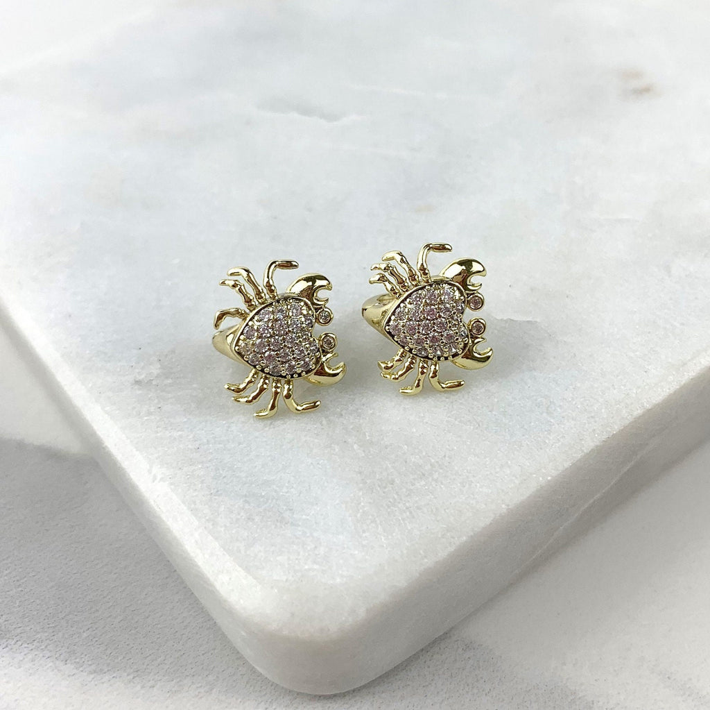 18k Gold Filled Micro Cubic Zirconia Crab Huggie Earrings
