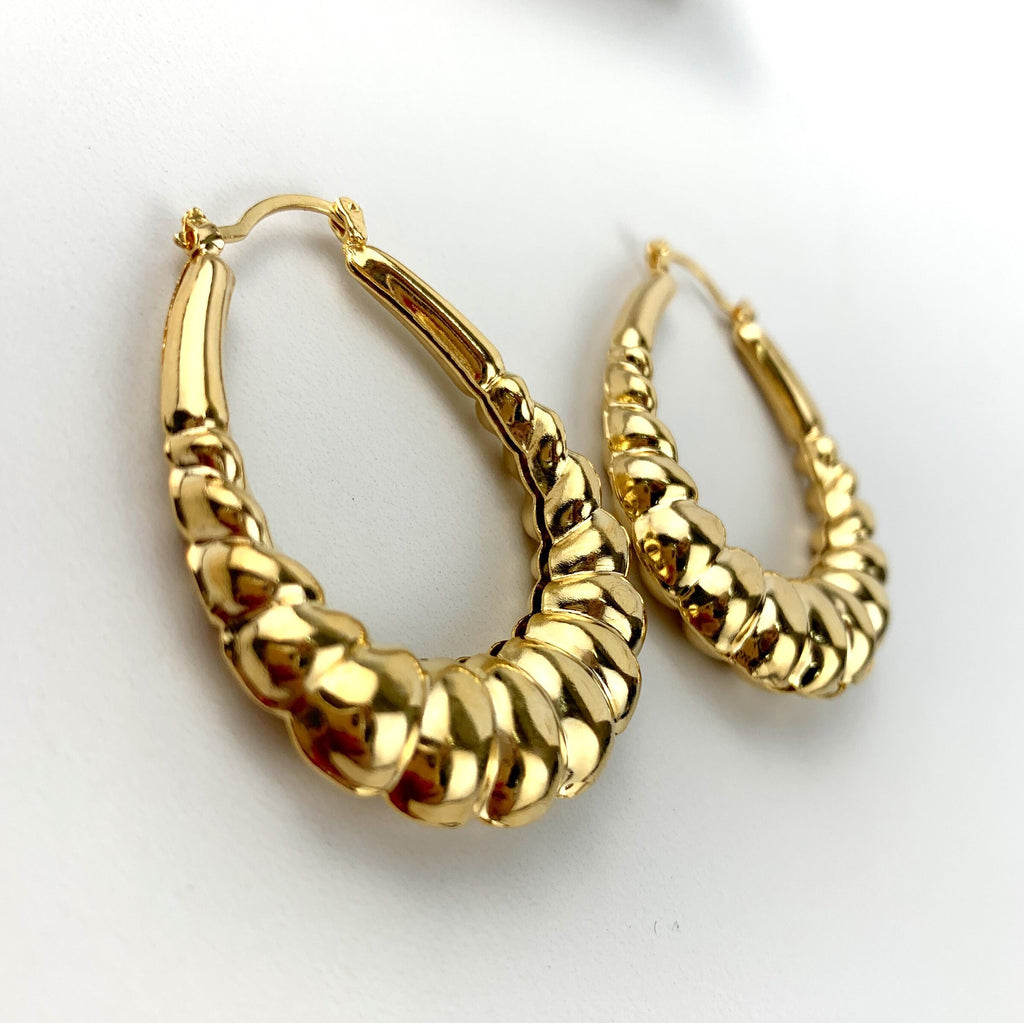 18k Gold Filled Shrimp Oval Hoop Earrings