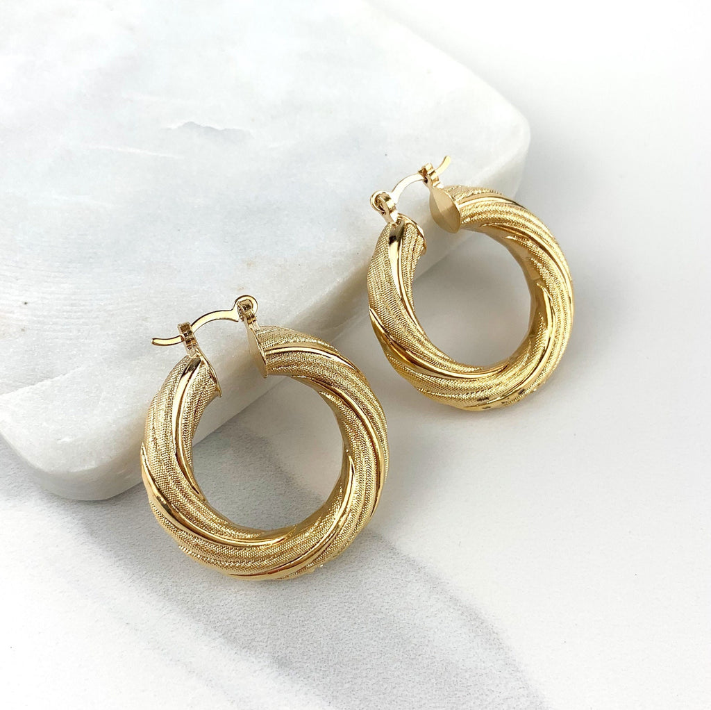 18k Gold Filled Twisted Donut Hoop Earrings