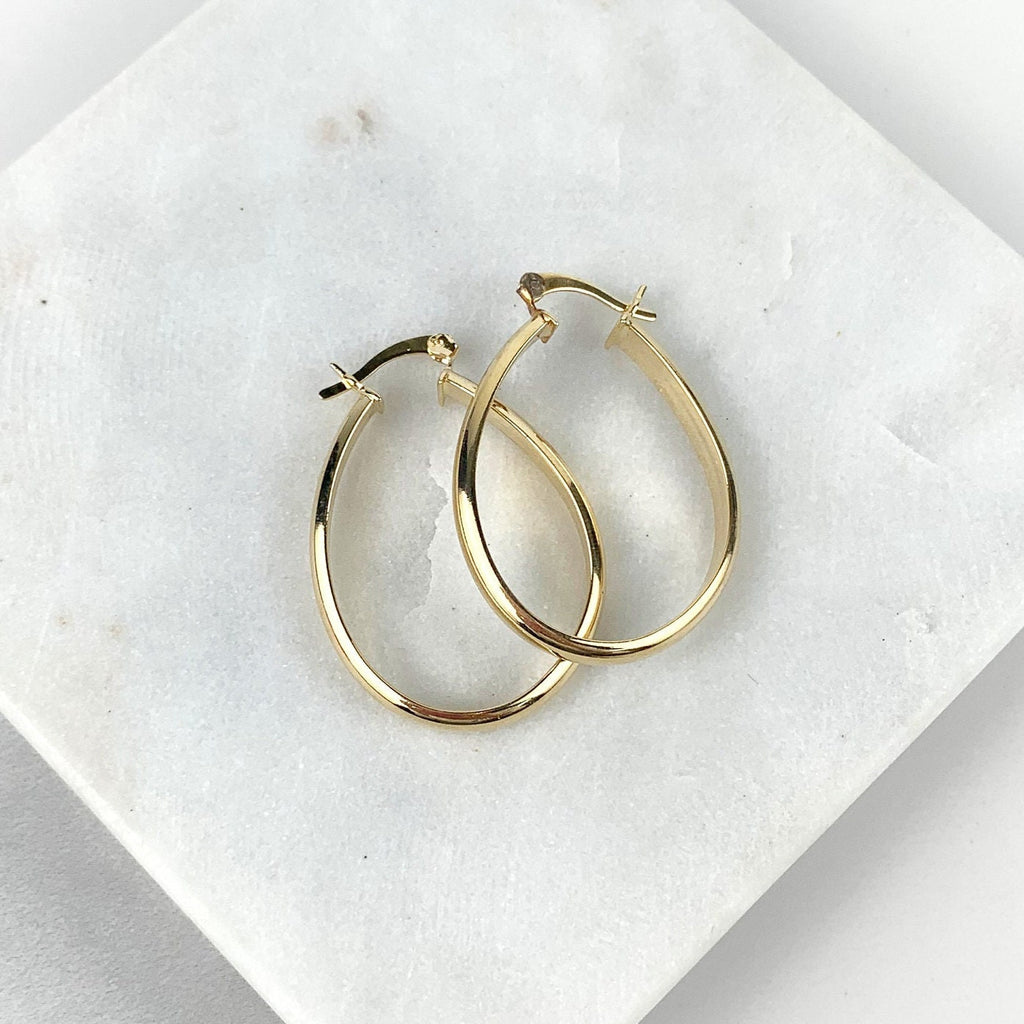 18k Gold Filled Oval Hoop Earrings