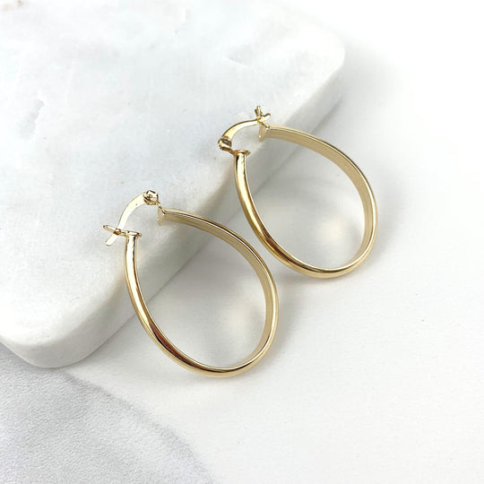18k Gold Filled Oval Hoop Earrings