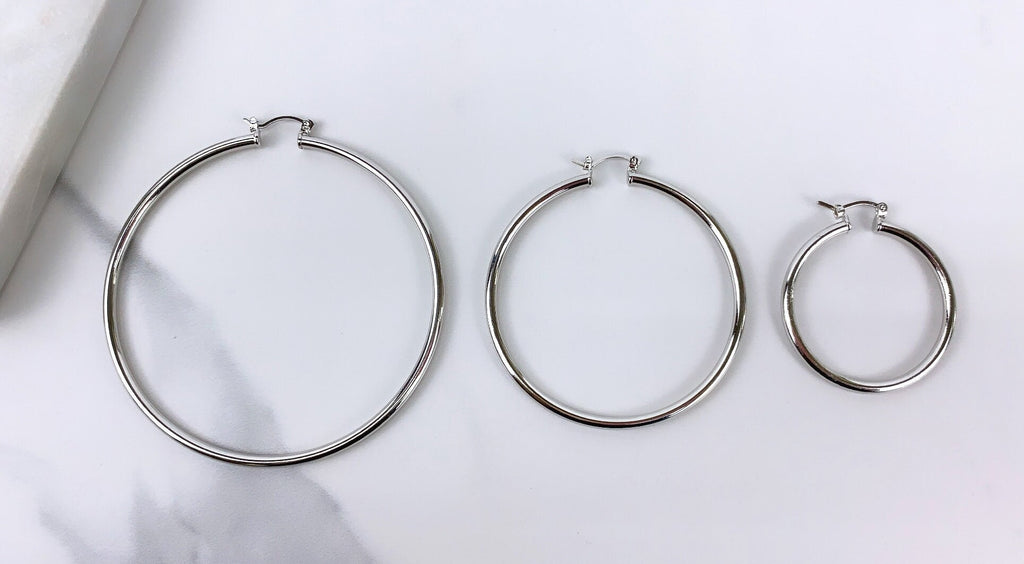 Silver Filled Three Sizes Hoop Earrings