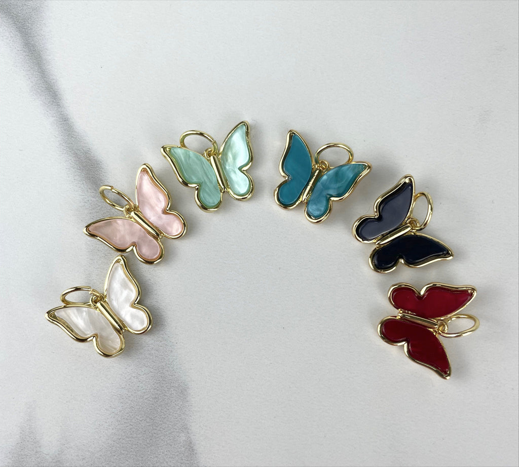 18k Gold Filled Acrylic Butterfly Charms