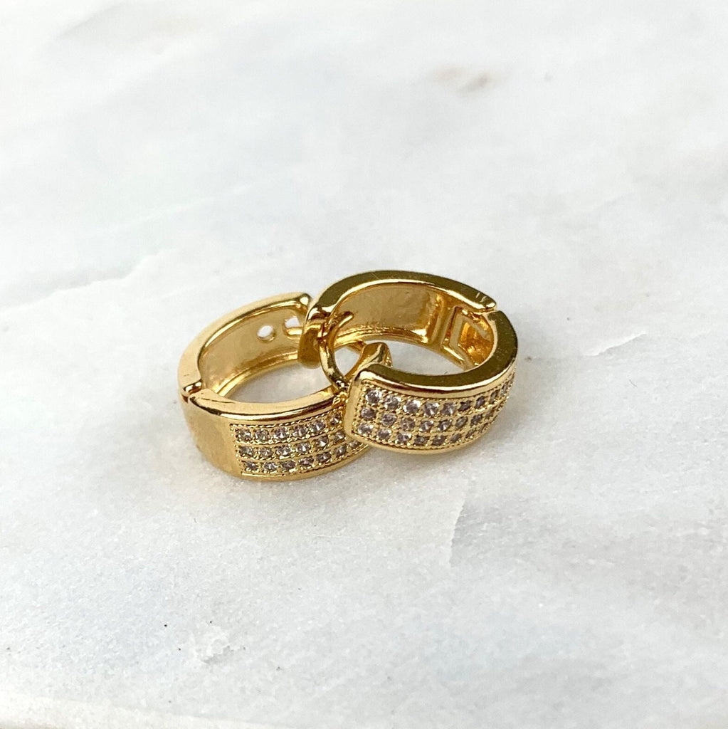 18k Gold Filled Two Sizes Row Huggie Earrings