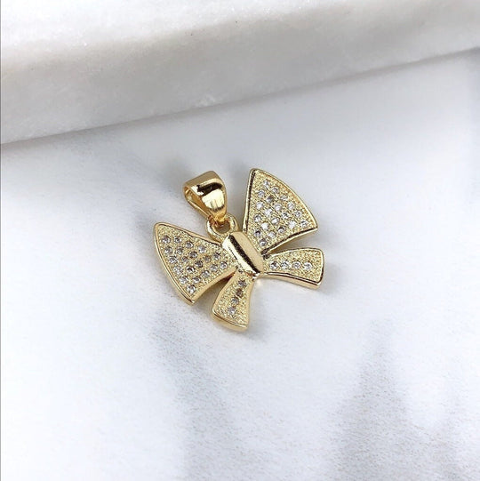 18k Gold Filled with Micro Cubic Zirconia Butterfly Charm