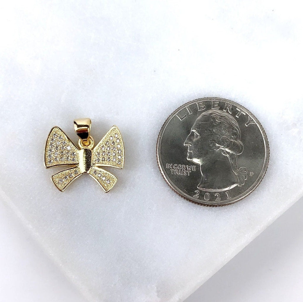 18k Gold Filled with Micro Cubic Zirconia Butterfly Charm