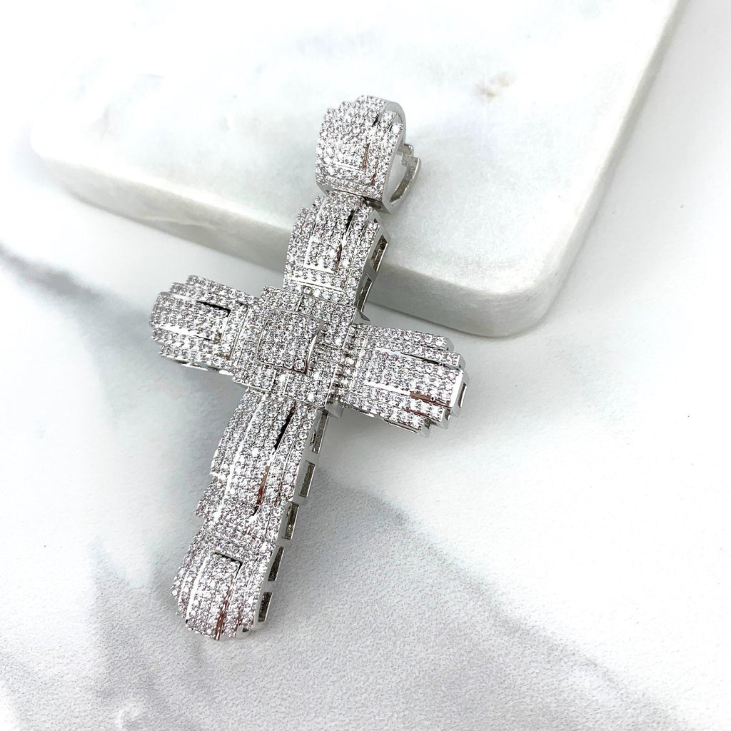 Silver Filled Micro Cubic Zirconia Cross Pendant