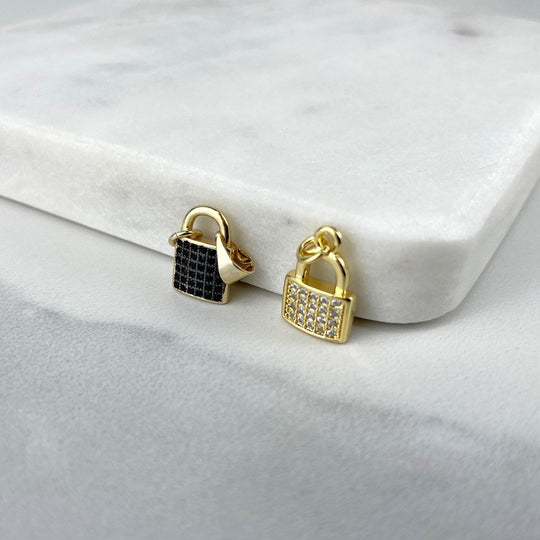 18k Gold Filled  Black or White Locks Charms