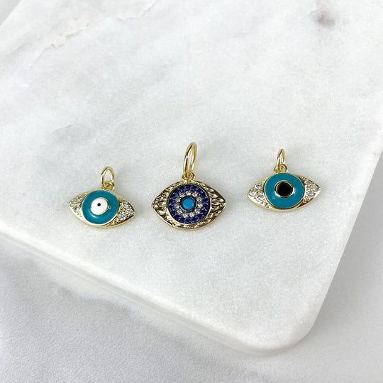 18k Gold Filled Blue Evil Eyes Charms