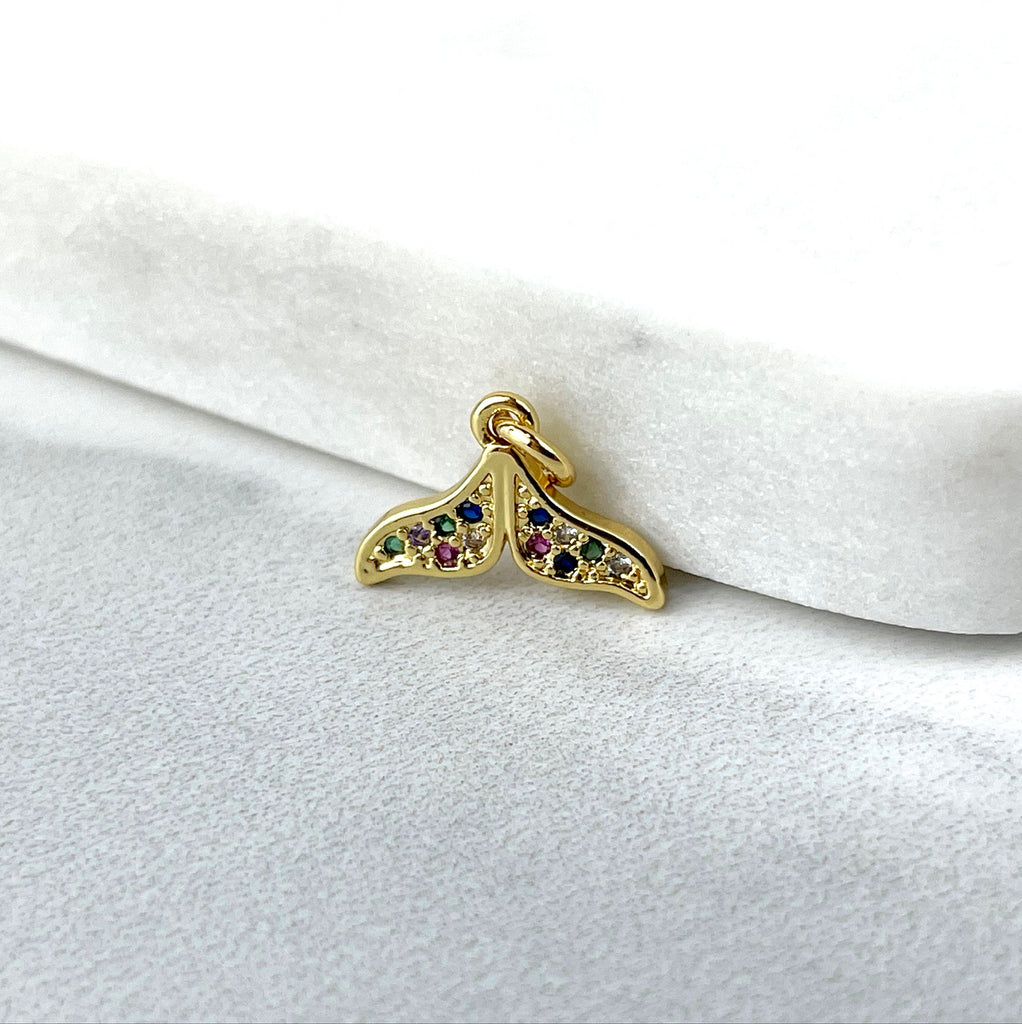 18k Gold Filled Multicolor Turtle or Whale Tail Charms