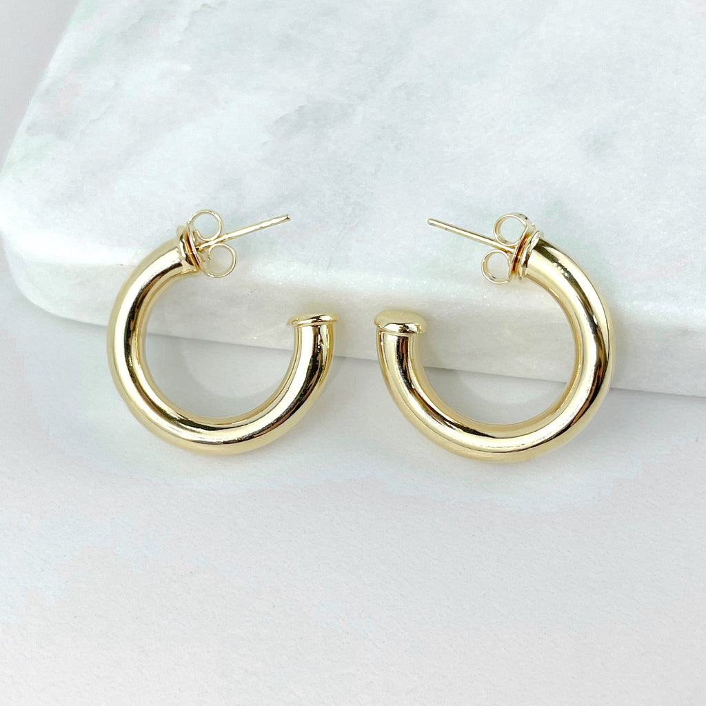 18k Gold Filled 25mm Donut Tubular C-Hoop Earrings