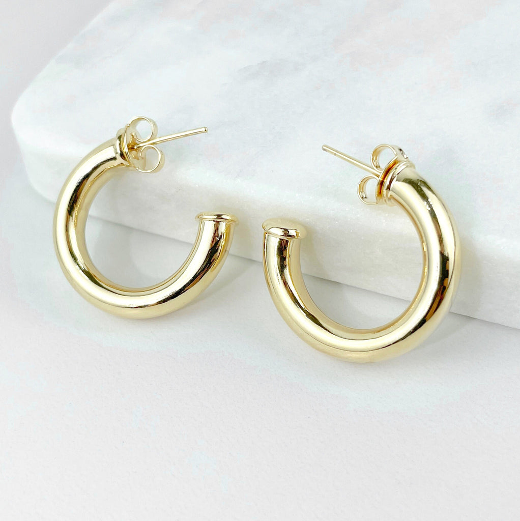 18k Gold Filled 25mm Donut Tubular C-Hoop Earrings