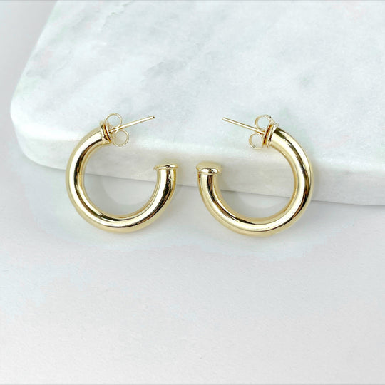 18k Gold Filled 20mm Donut Tubular C-Hoop Earrings