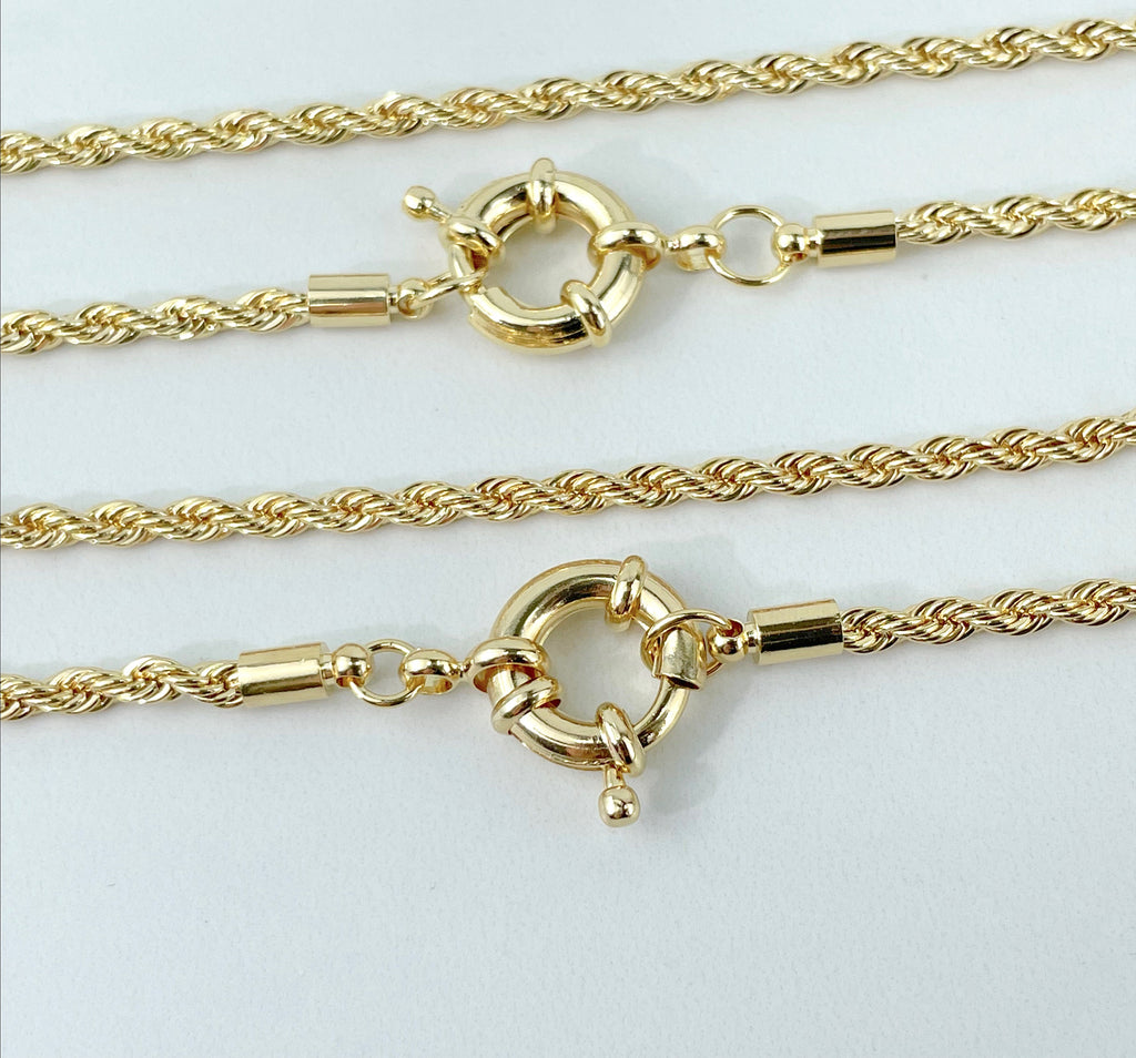 18k Gold Filled 3mm Rope Chain or Bracelet