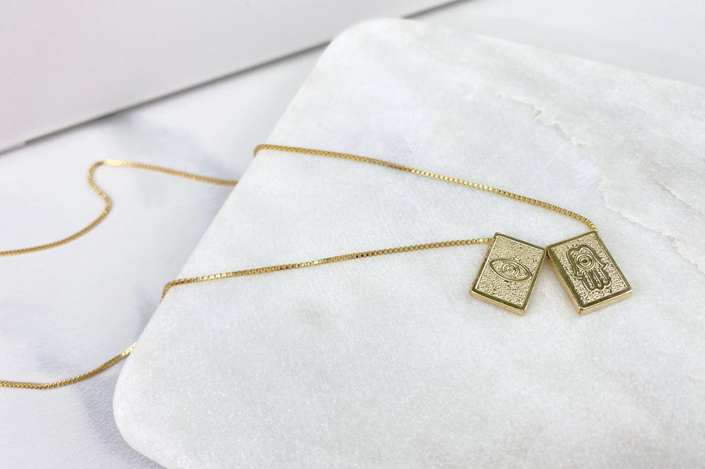 18k Gold Filled 1mm Box Link Scapular Necklace
