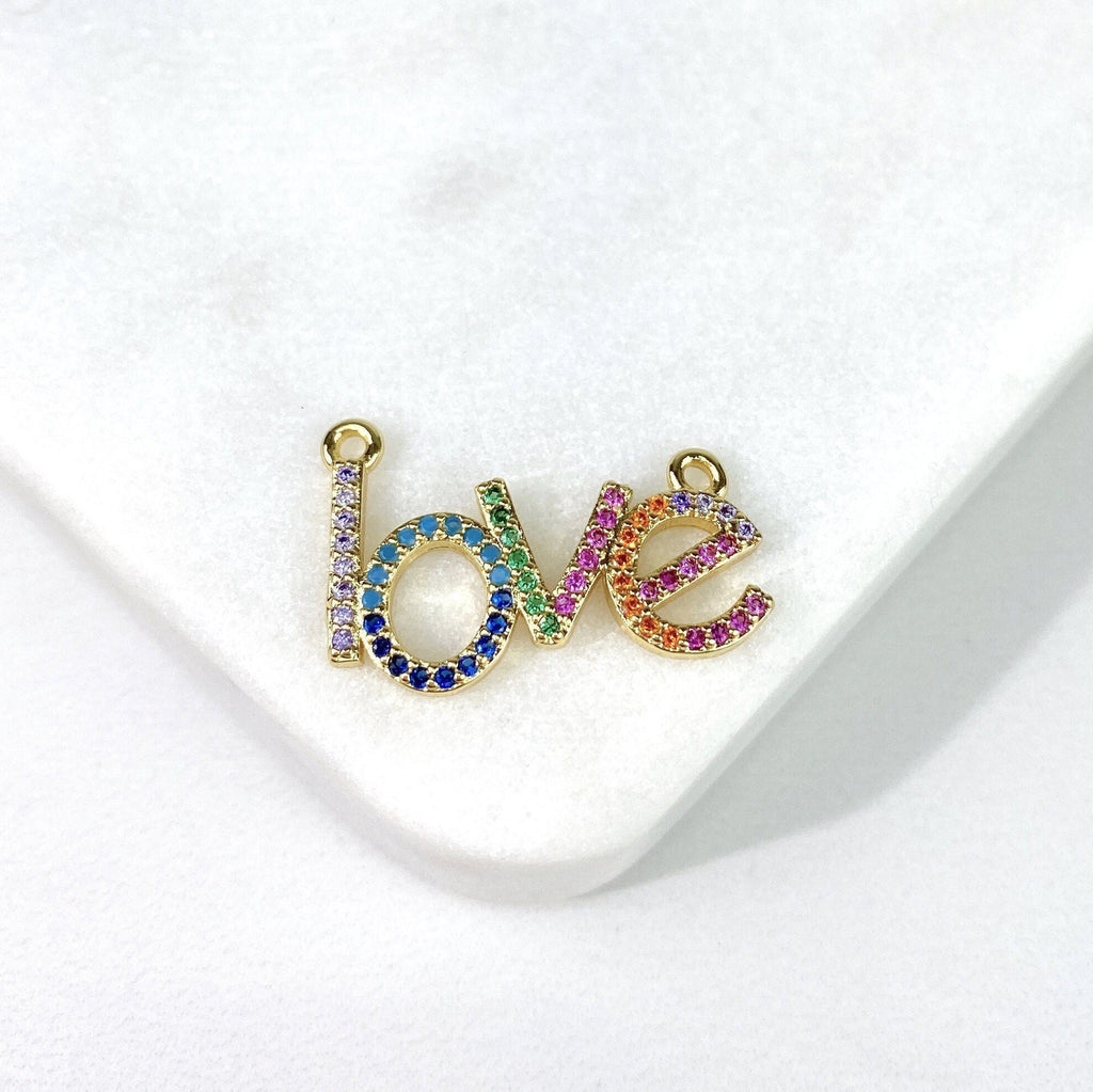 18k Gold Filled Colored Love Charms