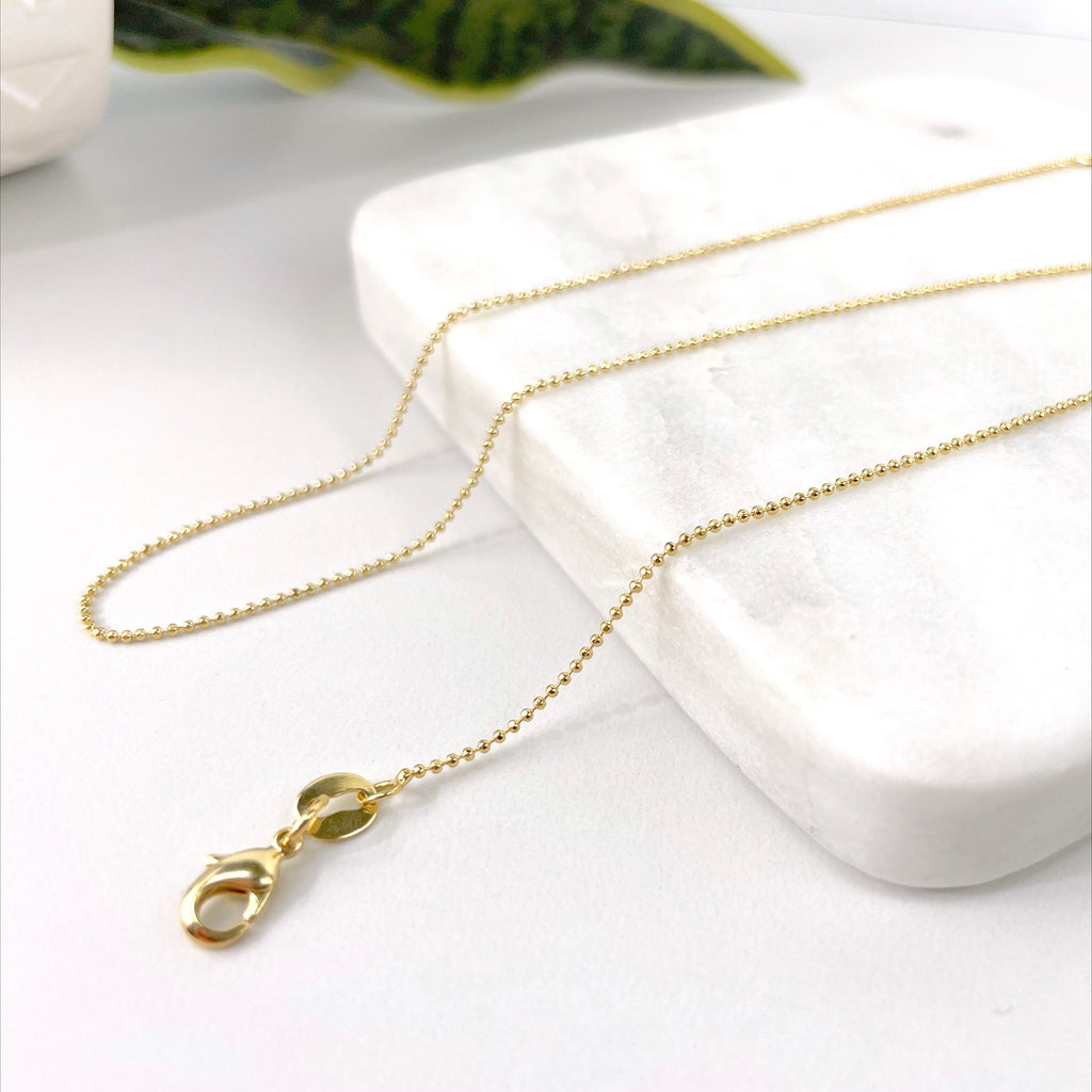 18K Gold Filled Bead Ball Link Chain