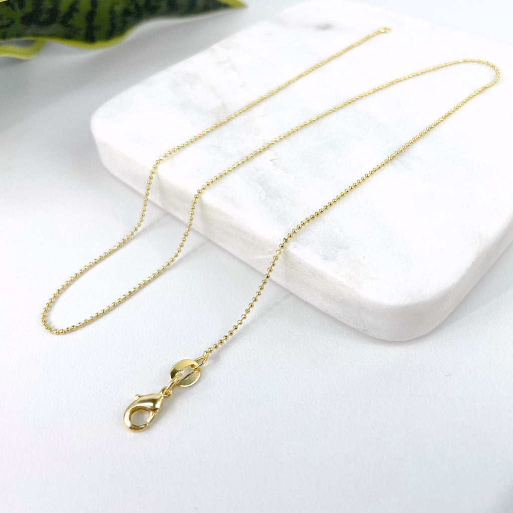 18K Gold Filled Bead Ball Link Chain