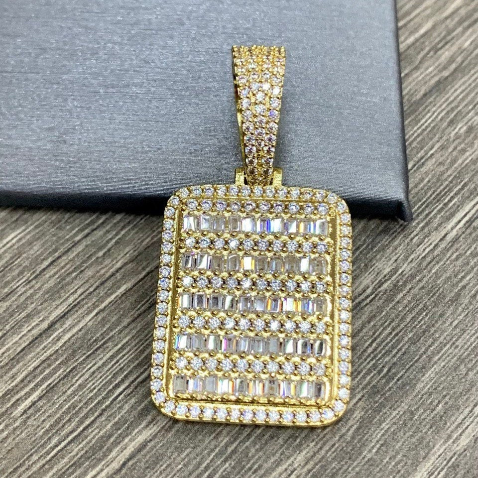 18k Gold Filled Iced Board Pendant