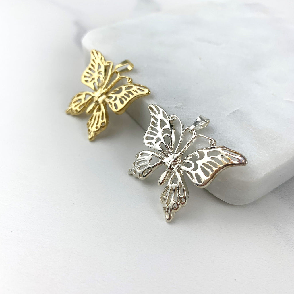 18k Gold Filled or Silver Filled Butterfly Pendant