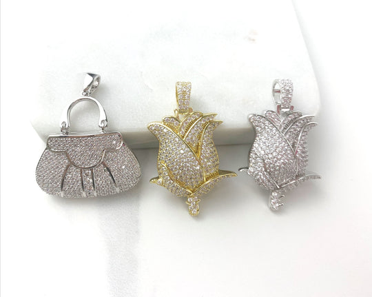 18k Gold Filled or Silver Filled Tulip Flower or Bag Pendant