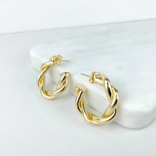 18k Gold Filled 25mm Twisted C-Hoop Earrings