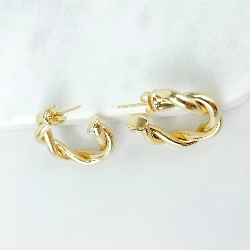 18k Gold Filled 25mm Twisted C-Hoop Earrings