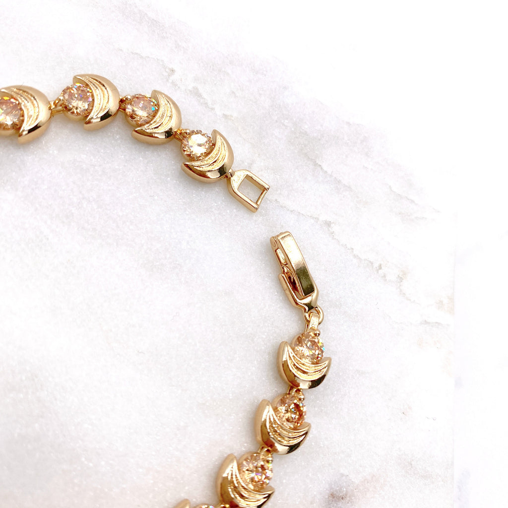 18k Gold Filled Yellow Cz Moon Bracelet