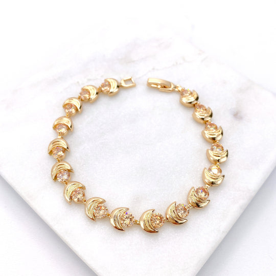 18k Gold Filled Yellow Cz Moon Bracelet