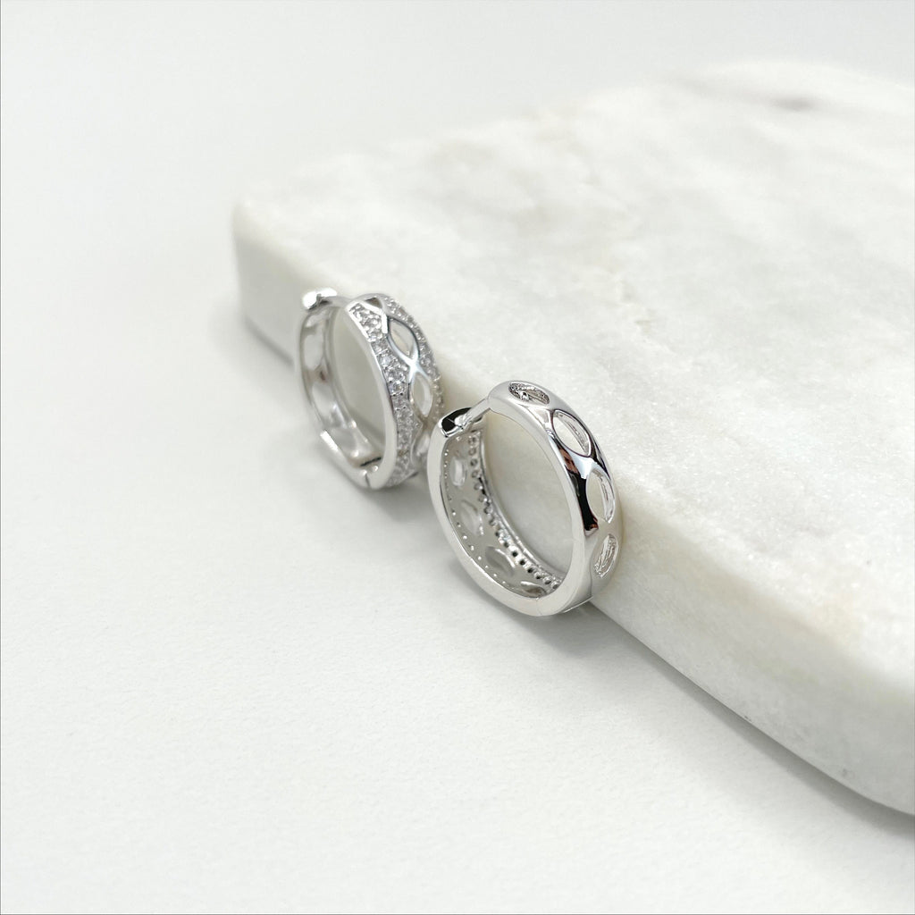 Silver Filled with Micro Cubic Zirconia 19mm Hoops Earrings