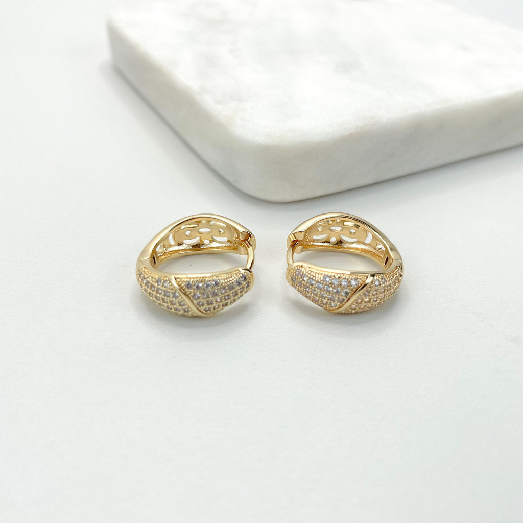 18k Gold Filled with Micro Cubic Zirconia 20mm Hoops Earrings