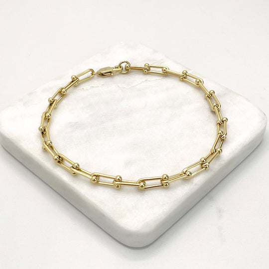 18k Gold Filled 5mm U Link Bracelet